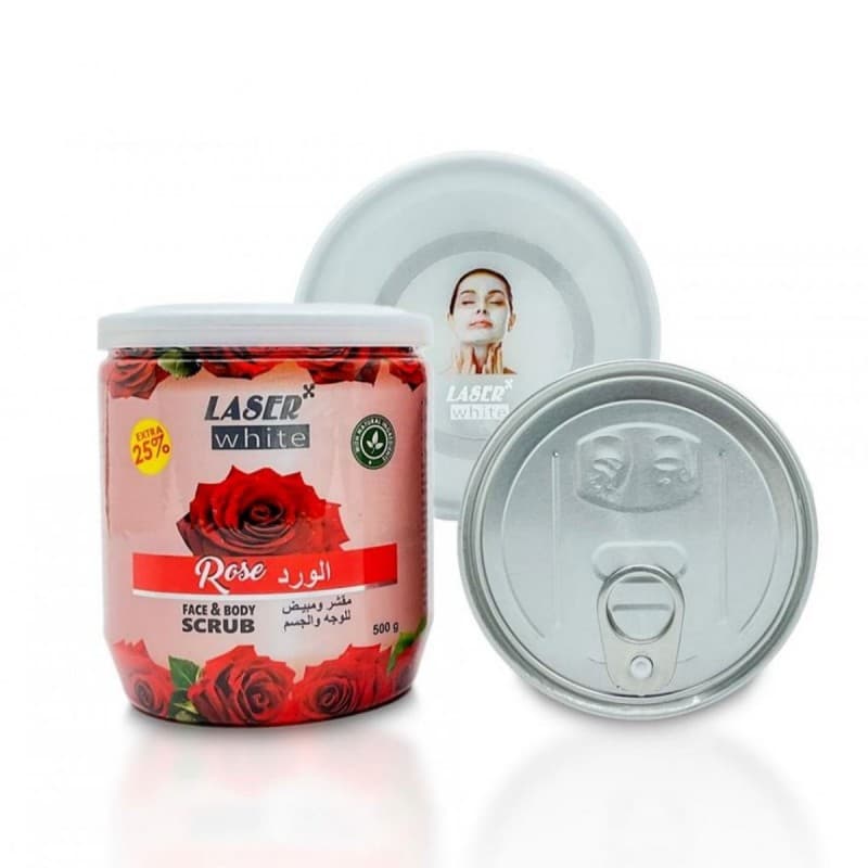 مقشر ومبيض للوجه والجسم بمستخلص الورد حجم 500 غم - Face & Body Scrub with Rose by Laser White