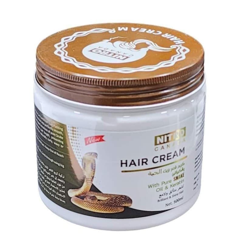 كريم شعر بزيت الحية والكيراتين حجم 500 مل - Hair Cream with Pure Snake Oil & Keratin by NITRO