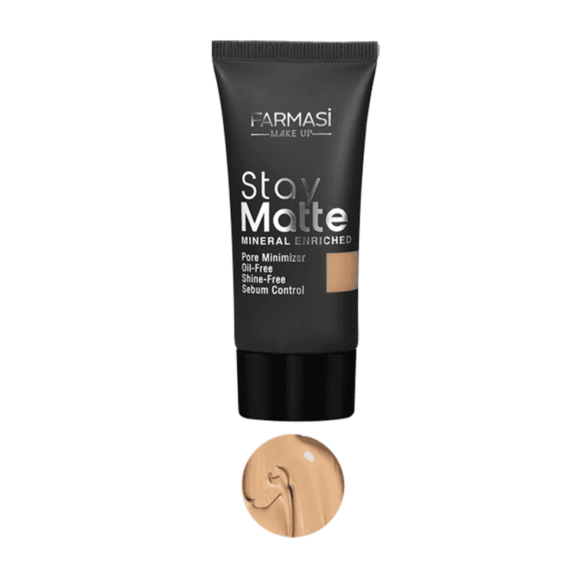 كريم أساس مطفأ اللمعة (ستاي مات) من فارماسي درجة 05 صن تان حجم 30 مل- Stay Matte Foundation By Farmasius- 05 Sun Tan