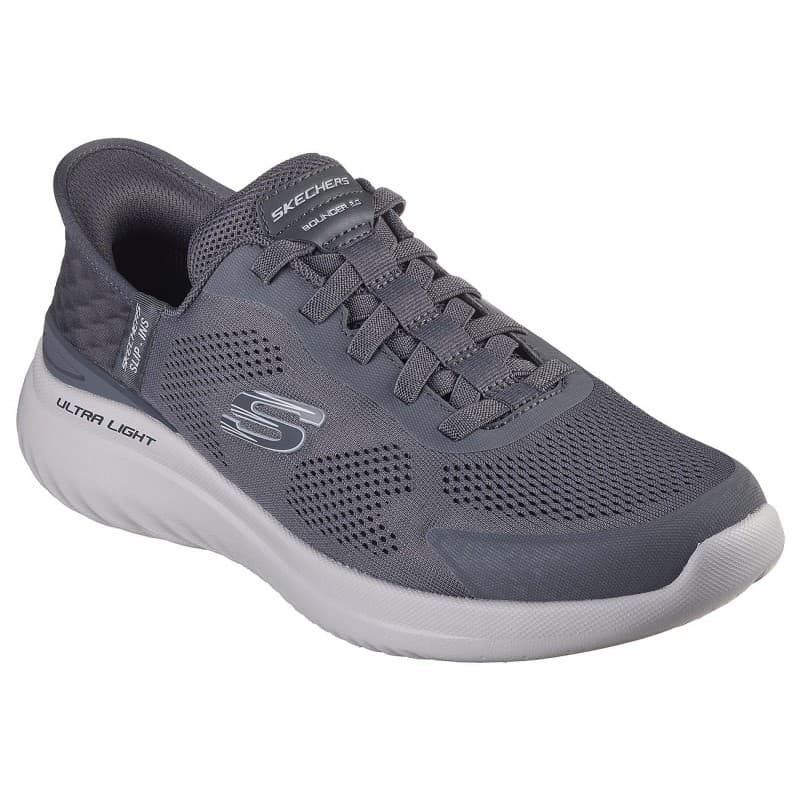Skechers Men's Slip-ins: Bounder 2.0 - Emerged Shoes - حذاء سكيتشرز سليب انس:باوندر 2.0 اميرجد للرجال لون رمادي نعل أبيض