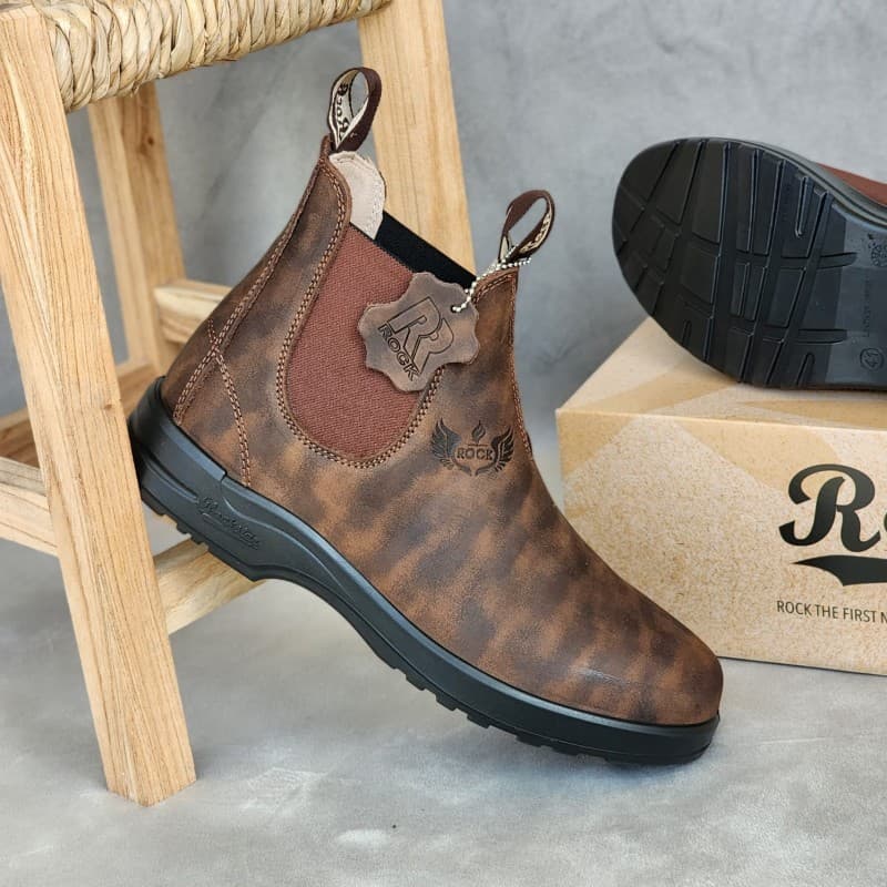 حذاء روك بسطار بدون أربطة موشح للرجال لون بني - Men’s Rock Shoes RX 555 B Camel