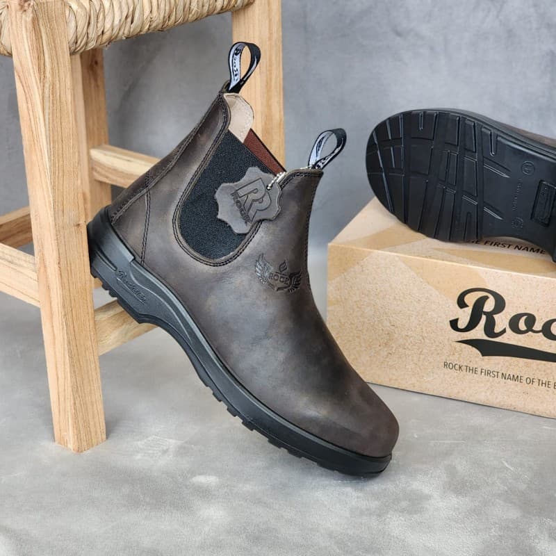 حذاء روك بسطار بدون أربطة موشح للرجال لون زيتي - Men’s Rock Shoes RX 555 B Oily