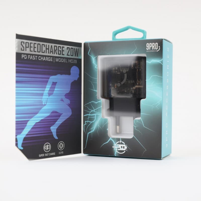 عظمة (محول) شاحن سريع بقوة 20 واط لون أسود - 9PRO Speedcharge 20W Type-C