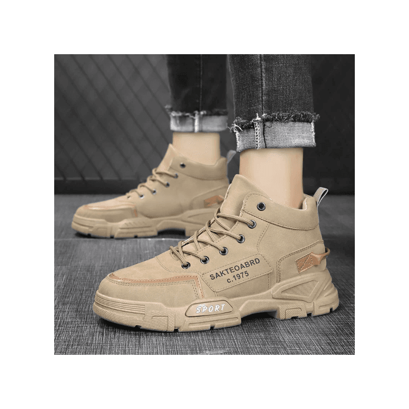 حذاء كاجوال ساق متوسط للرجال لون بيج- Fashion Mens Running Shoes