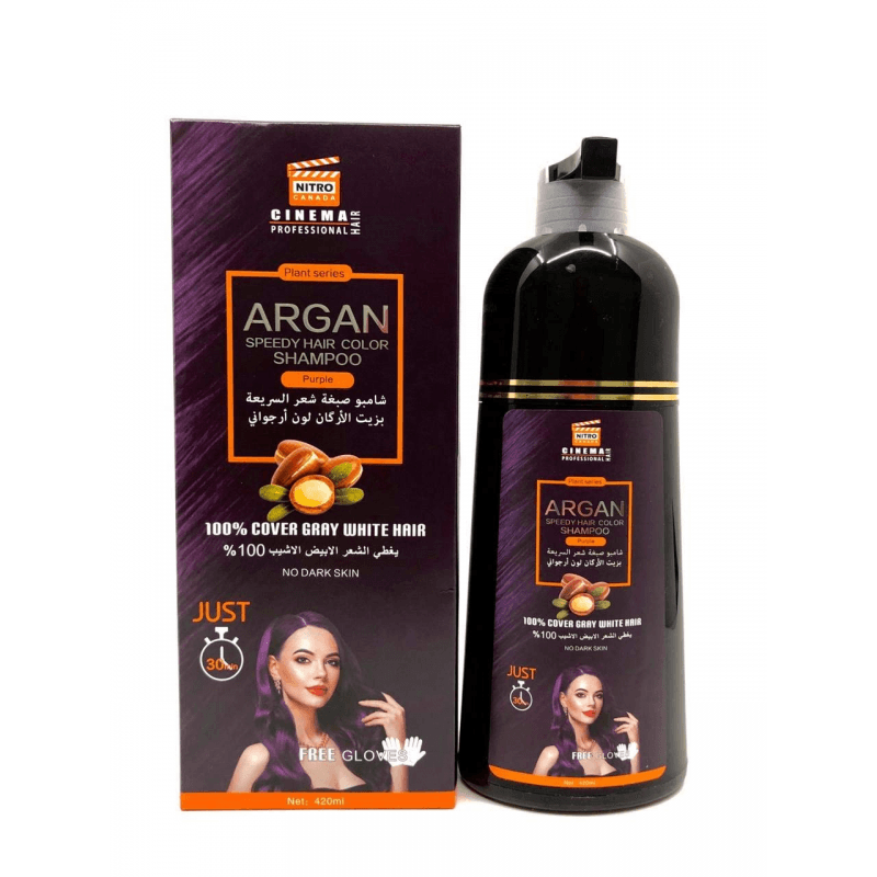 شامبو صبغة شعر السريعة بزيت الأركان من نيترو كندا لون أرجواني حجم 420 مل- Nitro Canada Argan Speedy Hair Color Shampoo Purple 420ML