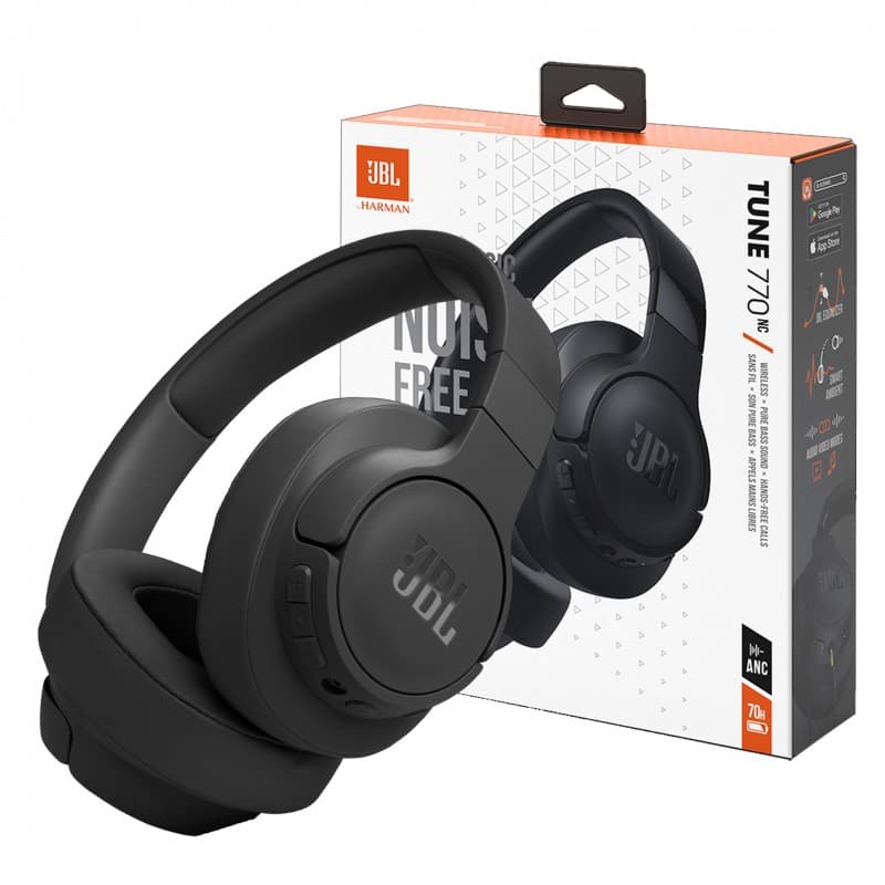 JBL T770NC Wireless Over-Ear Headphones Black-سماعات رأس لاسلكية من جي بي ال لون أسود