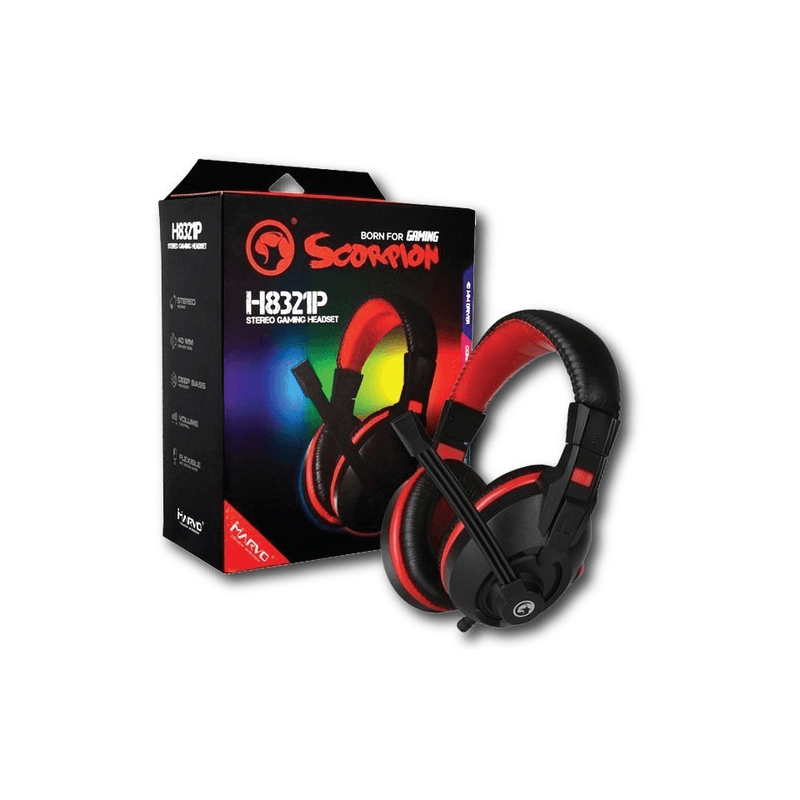 سماعات رأس مع ميكروفون Marvo Scorpion H8321P – لون أسود وأحمر