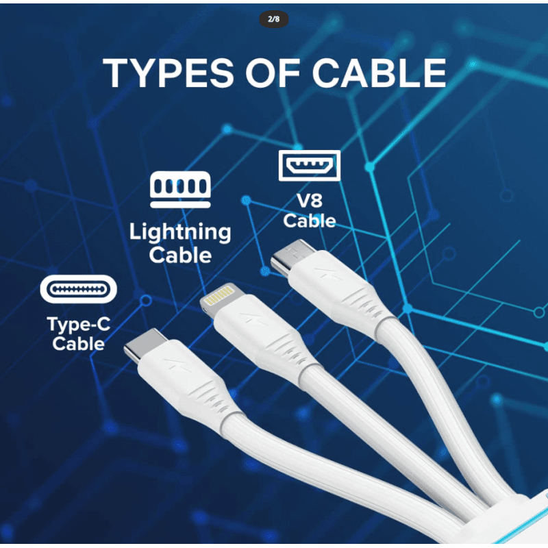 5in1 multifunctional USB Expansion data line 2.4 A - كابل شاحن 3 منافذ ومدخلين يو اس بي