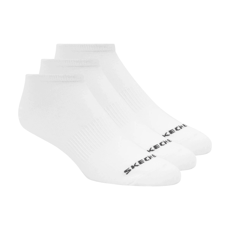 Skechers Mens' No Show (3 Pair) Socks (41-46)-White
