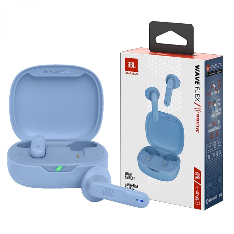 سماعات أذن لاسلكية JBL Wave Flex – لون أزرق