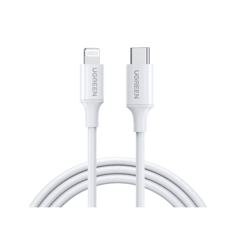 كابل شاحن من جي جرين طول 1 متر لون أبيض- UGREEN MFi USB-C to Lightning Charging Cable
