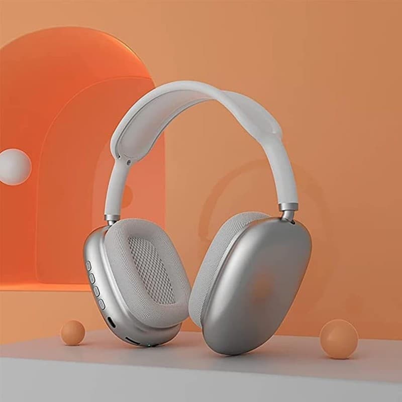 Wireless headphones p9 pro max silver -سماعة رأس مع بلوتوث P9 pro max لون سكني