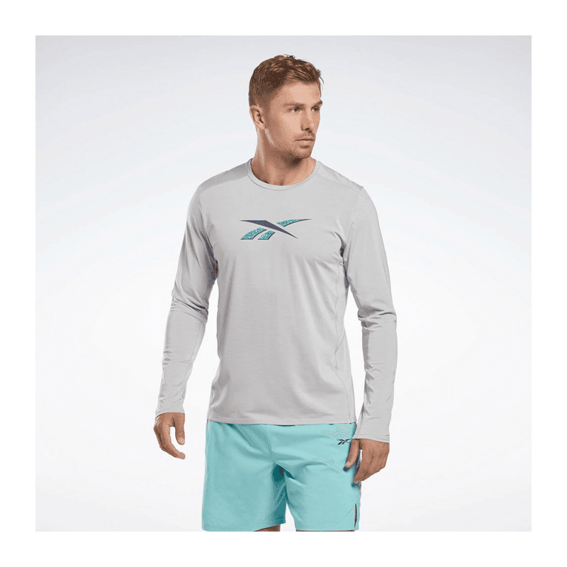 Reebok Men Activchill Long-Sleeve Top Athlete Sweatshirt- Grey