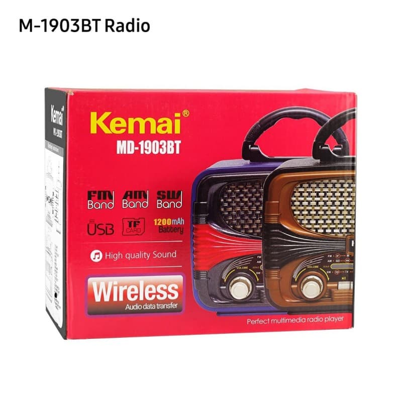 راديو Kemai MD1903BT، مشغل متعدد الوسائط، بصوت عالي الجودة.