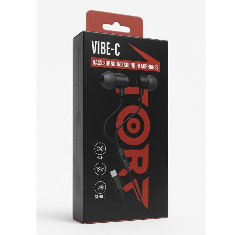 AIR ONE VIBE-C Bass Surround Sound Headphones 1.2M Type C Black سماعة