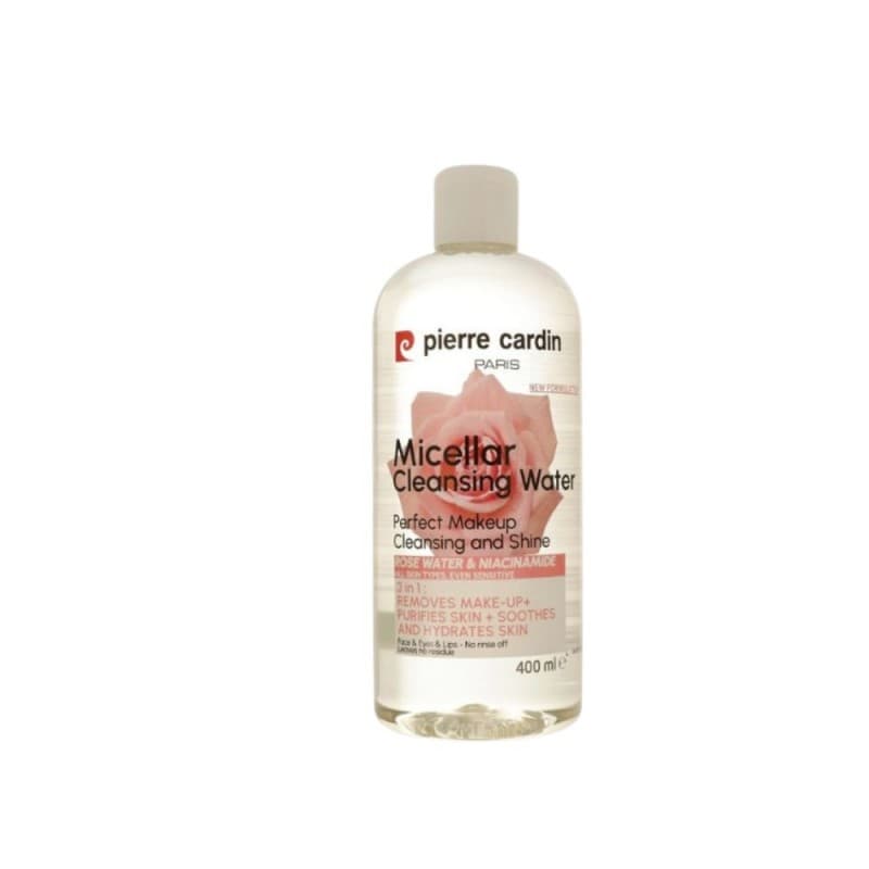Micellar cleansing water rose water& niacinamide all skin types even sensitive 400 ml - مزيل مكياج بالورد والنياسينمايد من بيير كاردن
