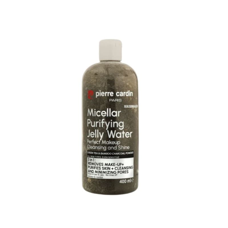 Micellar purifying jelly water green tea& bamboo charcoal powder all skin types even sensitive 400ml - مزيل مكياج بالشاي الأخضر ومسحوق الخيرزان من بيير كاردن