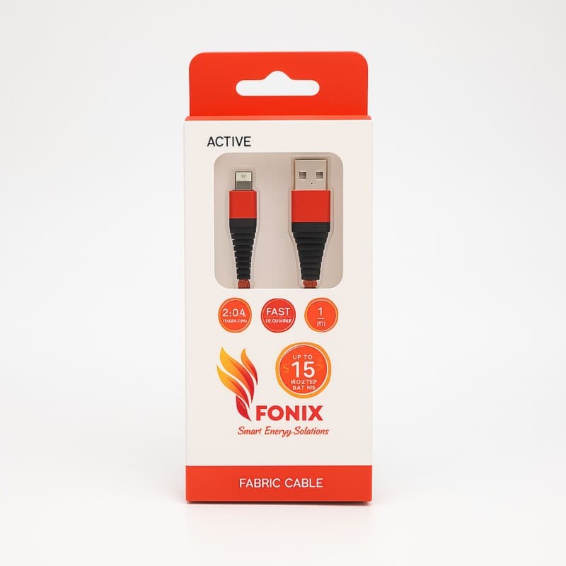 كابل فابريك ايفون يو اس بي كابل من فونيكس طول 1 متر- Fonix Iphone to USB Fabric Cable 1 m