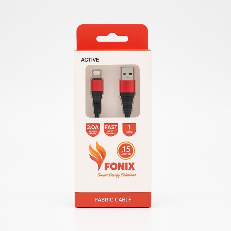 كابل فابريك تايب سي يو اس بي كابل من فونيكس طول 1 متر- Fonix Type C to USB Fabric Cable 1 m