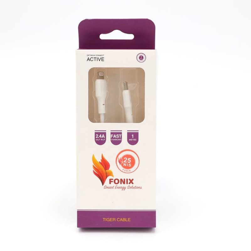 كابل تايجر ايفون وتايب سي كابل من فونيكس طول 1 متر- Fonix Iphone & Type C Tiger Cable 1 m