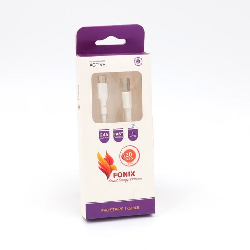 كابل تايب سي يو اس بي كابل من فونيكس طول 1 متر- Fonix Type C to USB PVC Stripe 1 Cable 1 m