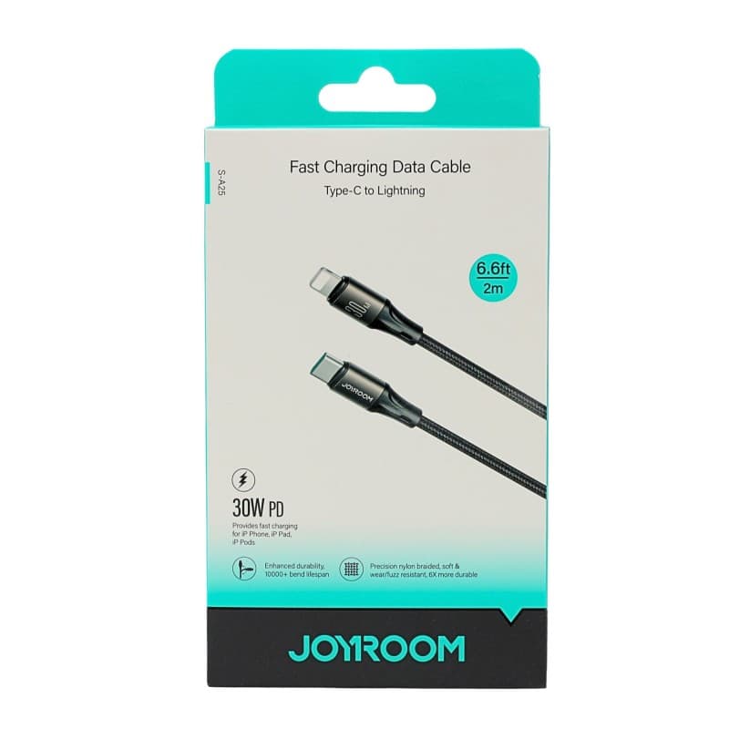 fast charging data cable وصلة شحن سريع متينة 30 واط تايب سي - ايفون 2 متر ماركة جويروم العالمية