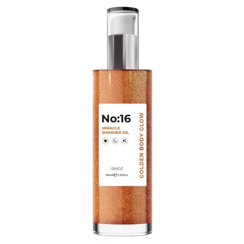 SINOZ NO.16 SHIMMER OIL 100ml -زيت شيمرمن سينوز رقم 16 للعناية بالشعر والجسم اللامع الرائع 100 مل