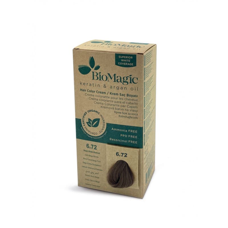 Biomagic Hair Color CREAM 6.72 Dark Beige Blonde - صبغة شعر لون أشقر بيجي غامق