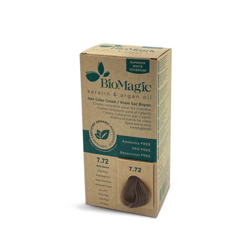 Biomagic Hair Color Cream 7.72 Beige Blonde - صبغة شعر لون أشقر بيج
