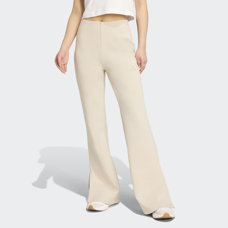 Adidas Womens' Soft Lux Flared Pants - Beige