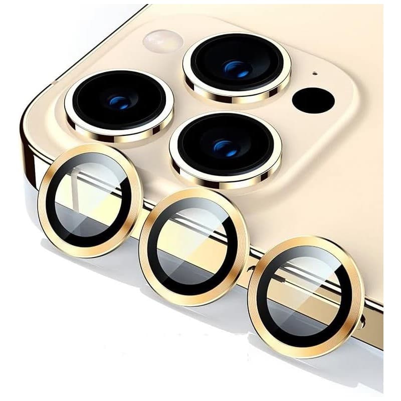 طقم حماية 3 قطع عدسات كاميرا ايفون 15Pro Max - لون ذهبي