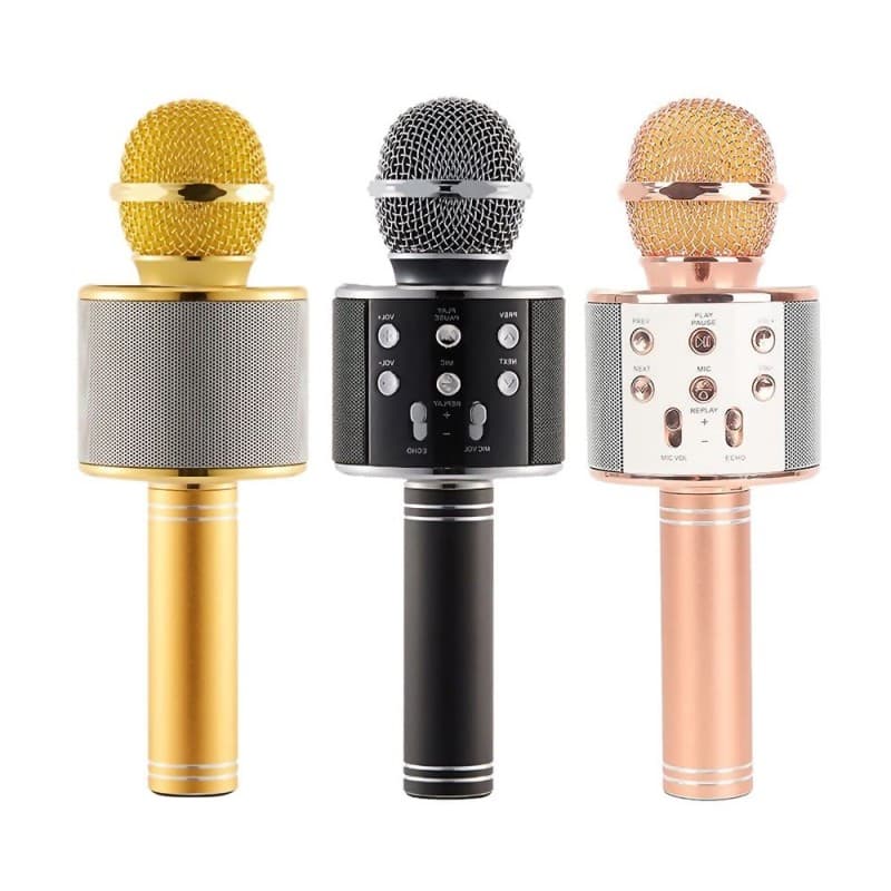 ميكروفون لاسلكي كاريوكي ومشغل USB ستيريو وبلوتوث مع MIC
