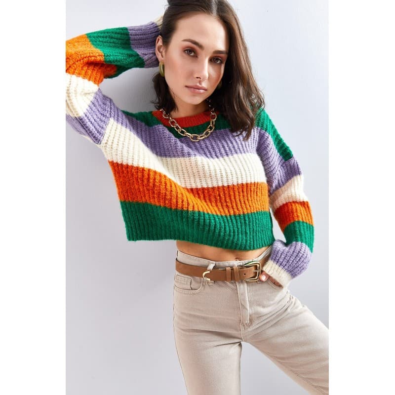 بلوزة صوف شتوية ملونه (اخضر واورنج وونهدي وايفوري) One Size
