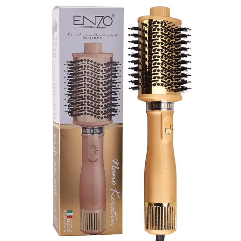 Enzo EN-4137 OEM Hot Air Brush Hair Straightener Curling Iron Mini Hot Air فرشاة شعر