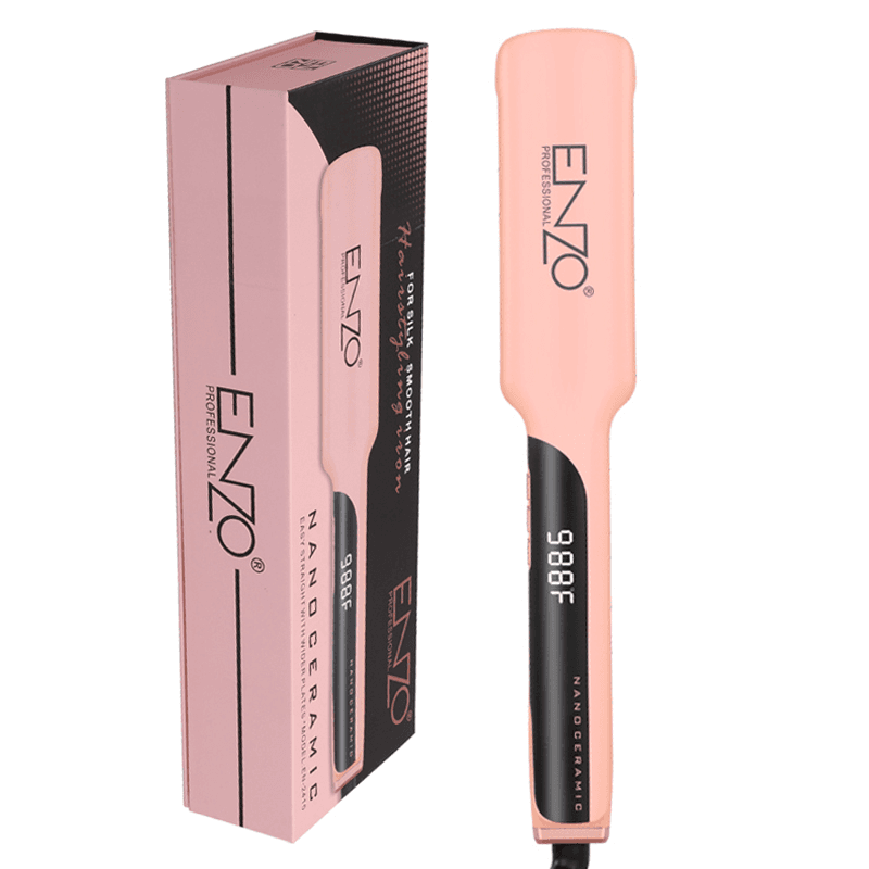 Enzo EN-2415 Wholesale Professional Wide Plate LCD Display Electric Heating Ceramic Coating Flat Iron Pink Hair Straightener ستريتنر بلاطة ملساء