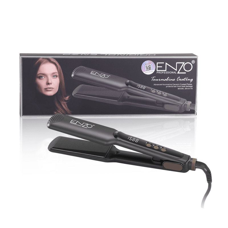 Enzo EN-5179 PTC Fast Heating 2 in 1 Curly Hair Electric Ceramic Planchas De Cabello Wide Plate Flat Iron Hair ستريتنر