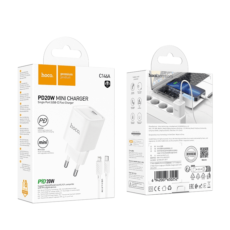 Hoco C146A Charm single port PD20W charger set