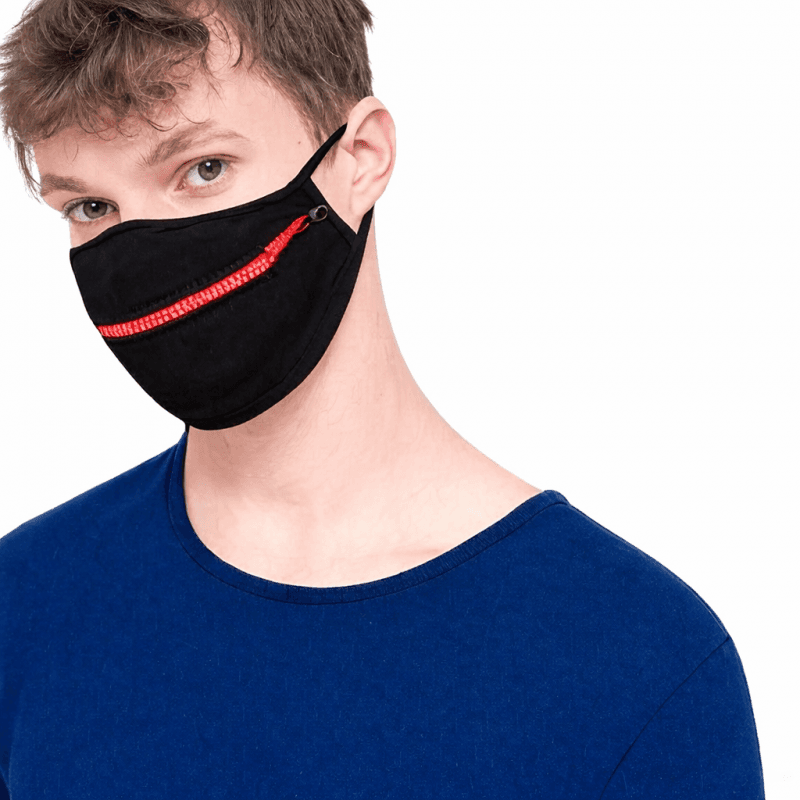 كمامة قناع وجه قماش بسحاب مع فتحة مناسب للتدخين بسهولة وأثناء ركوب الدراجة