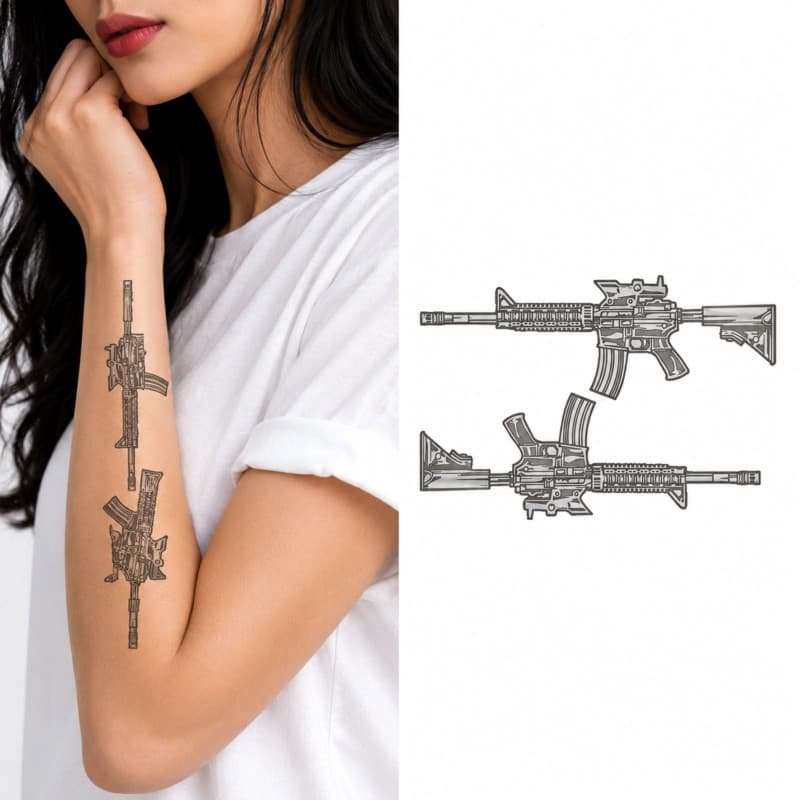 ورقة وملصق تاتو الكتف بشكل ام 16 شبه دائم مقاوم للماء حجم 18×11 سم – SAI MAGIC TATTO M16
