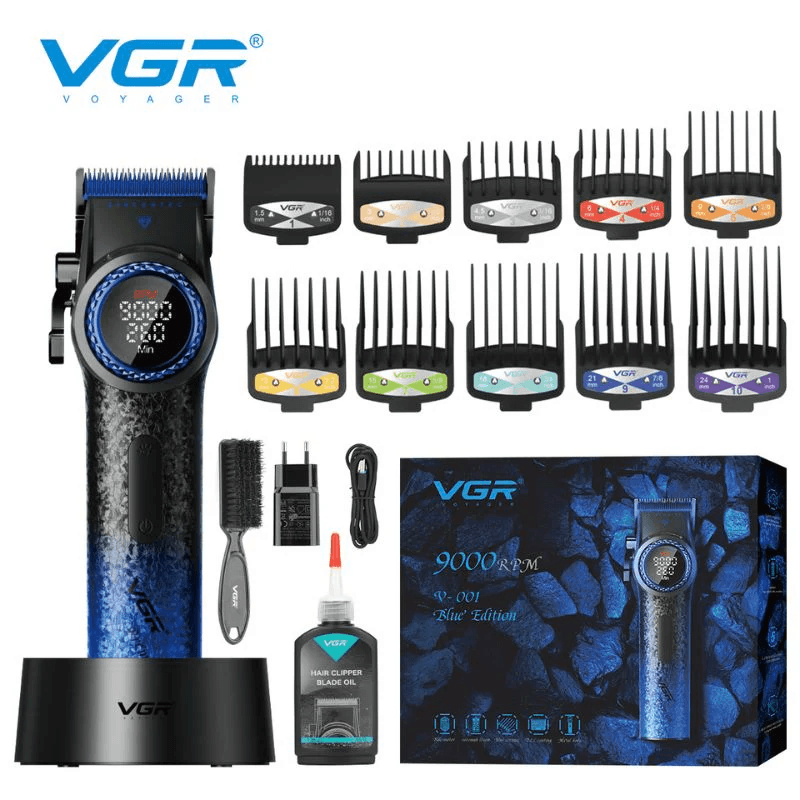 VGR V-001 Blue Professional Hair Clipper Limited Edition