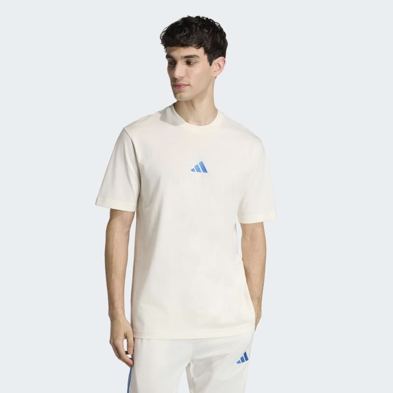 adidas Men's Essentials Small Logo Single Jersey Tee - Beige