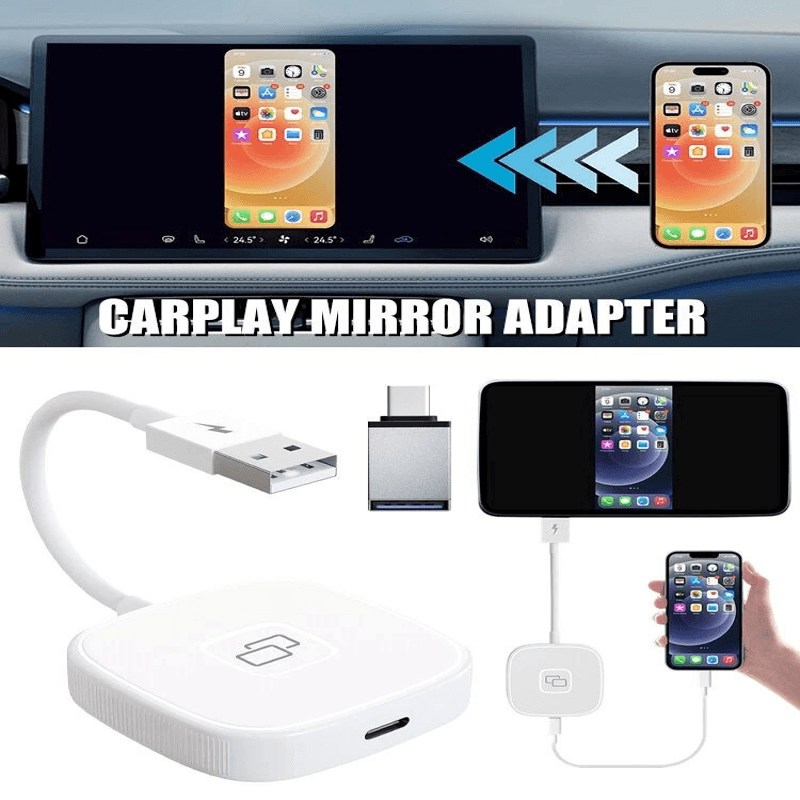 محول CarPlay (دونجل) يتيح نسخ شاشة الآيفون بشاشة السيارة لعرض التطبيقات والصور والفيديوهات بسهولة- منفذ Type C