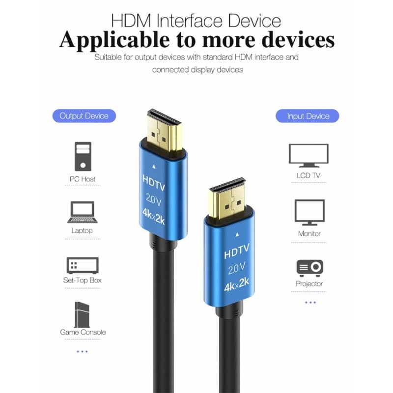 كيبل HDMI بطول 3 م، لنقل الصوت والصورة بين شاشة العرض وجهاز التسجيل بدقة 4k.
