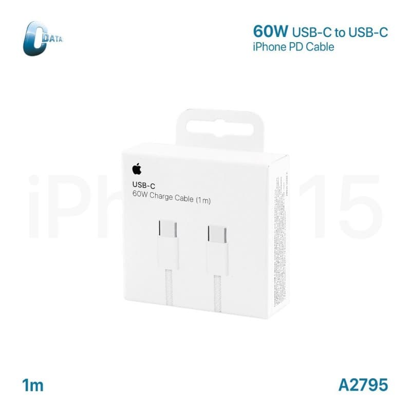كيبل ايفون PD 60W C-Data مع لوجو، من Type-C الى Type-C، لاجهزة الايفون.