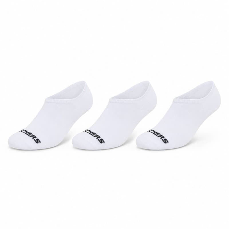 جوارب سكيتشرز قصيرة الكاحل (3 أزواج) لون أبيض - Skechers Unisex No Show (3 Pair) Socks (31-35)