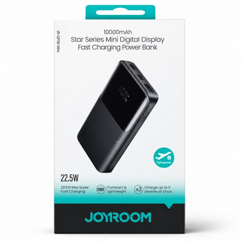 JR-QP191 Mini Star Series Mini 22.5W Digital Display Fast Charging Power Bank 10,000mAh joyroom