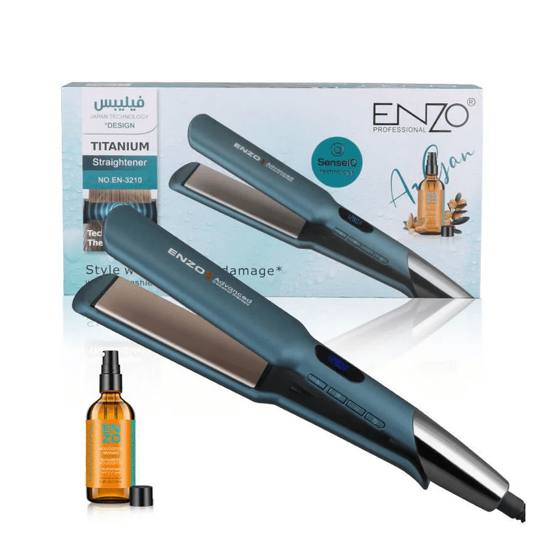 EnzoEN -3210 Titanium Plate Hair Straightener & Macadamia Oil Treatment ستريتنر